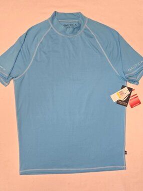 NAUTICA "Rash Guard" Men's Blue Poly T-shirt. Sz. Medium.